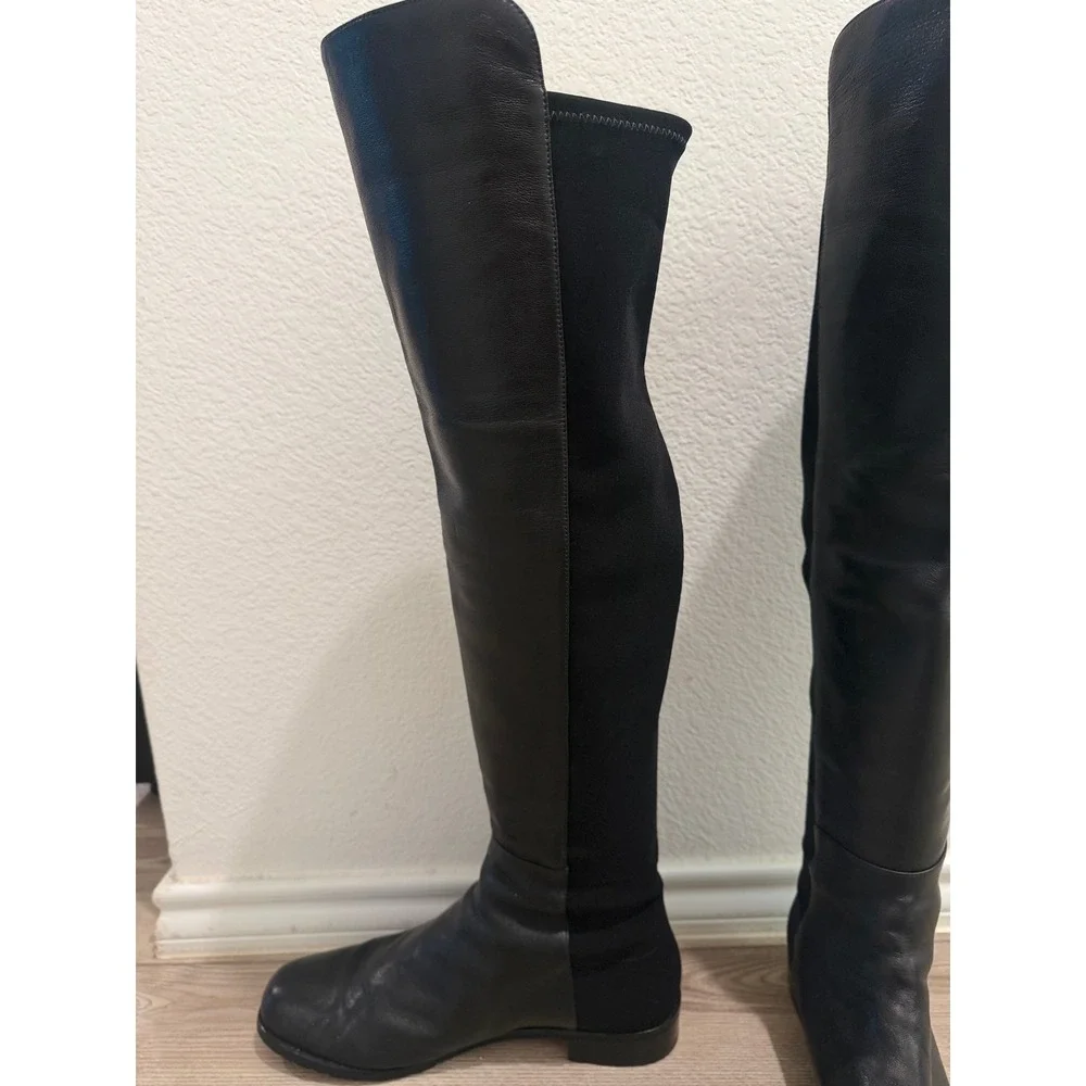 Stuart Weitzman 5050‎ Black Leather Over-The-Knee Boots Women's US Size 10.5B
